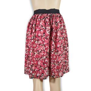 Floral Knee Length Skirt – Women’s XL Casual Midi Elastic Waist Lightweight